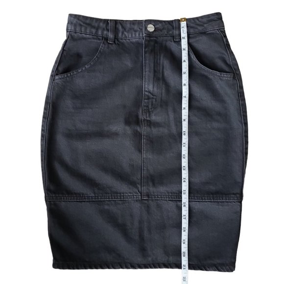 Obey black denim high waist pencil skirt with back zipper slit - Picture 13 of 13